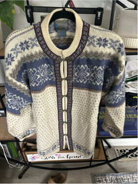 Women's Squaw Valley Cardigan M Off-White Blue Fair Isle